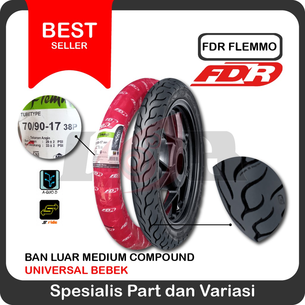 FDR 70/90-17 Flemmo Tubetype Ban Luar Depan Motor