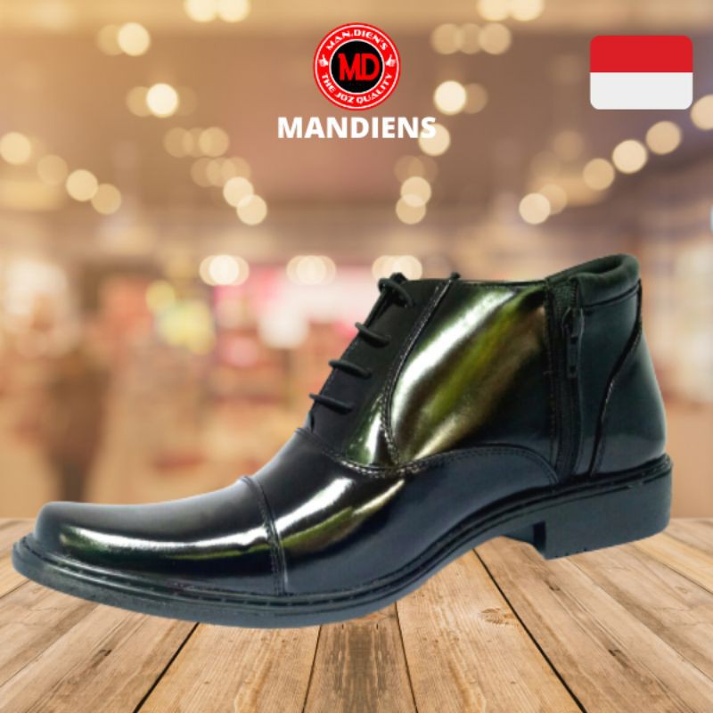 Mandiens Sepatu Formal Pria Kulit Asli - Sepatu Original Medali BJ274 - Sepatu Pdh Tni Polri Dishub Satpam