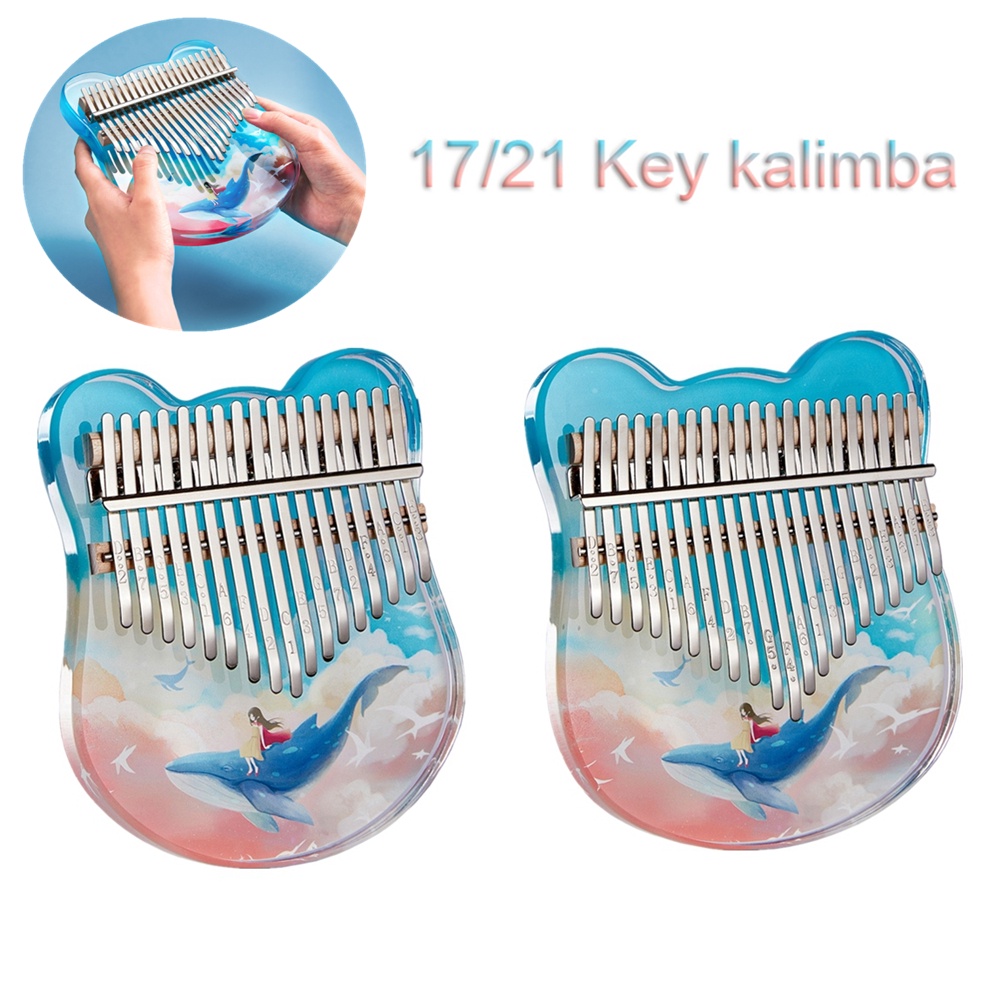 Case Penyimpanan Kalimba Piano Jempol 17 / 21 Kunci Bahan EVA Motif Lukisan Whale Dream Mbira