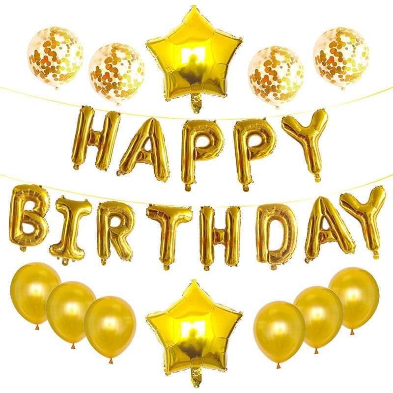 BALON HURUF FOIL SET HAPPY BIRTHDAY + PITA  COLORFULL Warna-warni Ulang Tahun