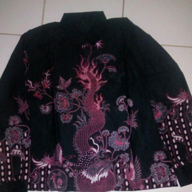 Kemeja Batik Pria Lengan Panjang Naga Merah Full Furing