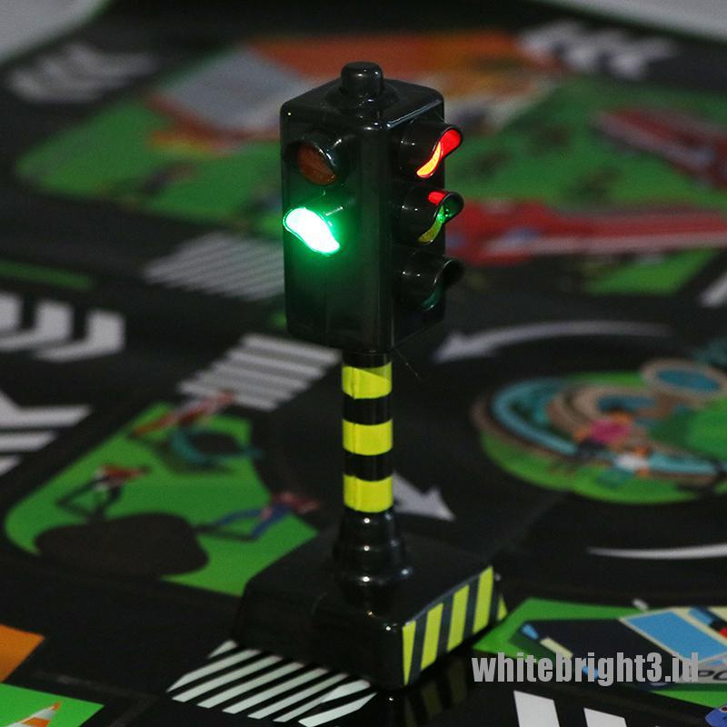 (white3) Mainan puzzle Lampu Lalu Lintas urban 11.5cm Dengan Musik Untuk Anak
