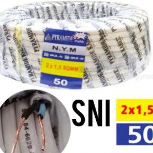 Kabel listrik tembaga NYM 2x1,5 rol 50 meter /kabel listrik kawat tembaga 2x1.5 SNI Tembaga