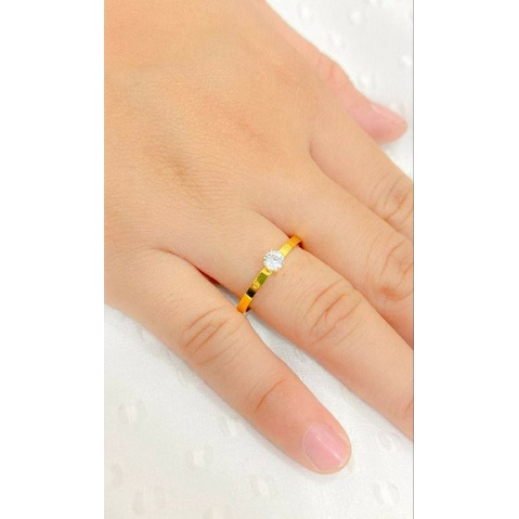 Cincin wanita berlapis emas mata satu simple gold dan rose gold