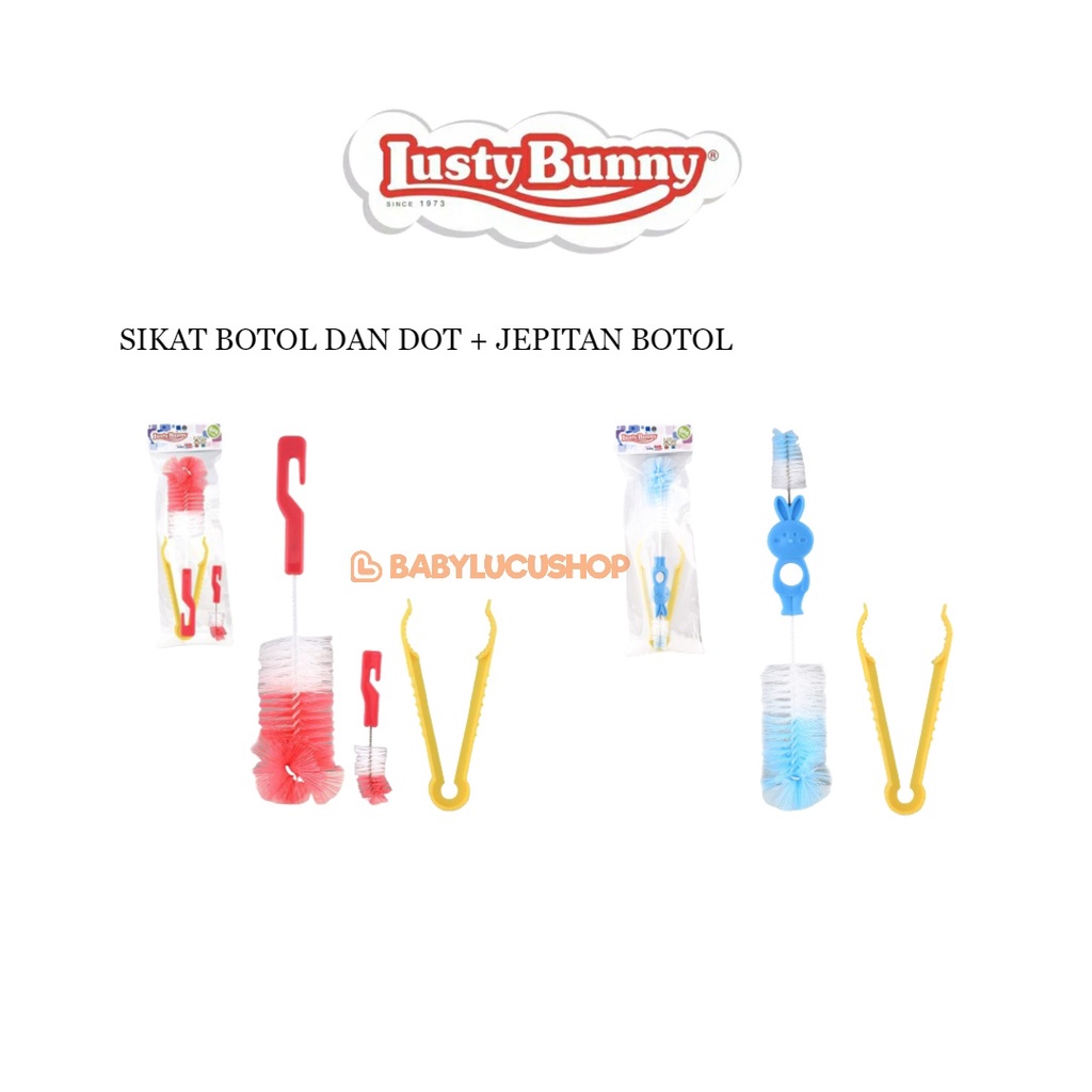 Lusty Bunny Sikat Botol Dot &amp; Penjepit Bayi Set isi 3 SK-1001 I SK-1002