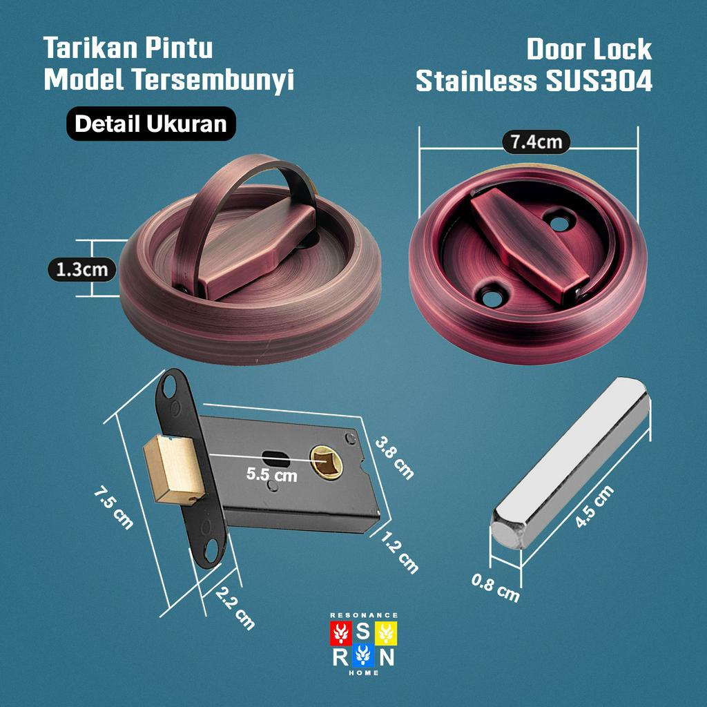 Kunci Pintu Bulat Tersembunyi / Hidden Door Lock Resonance Home