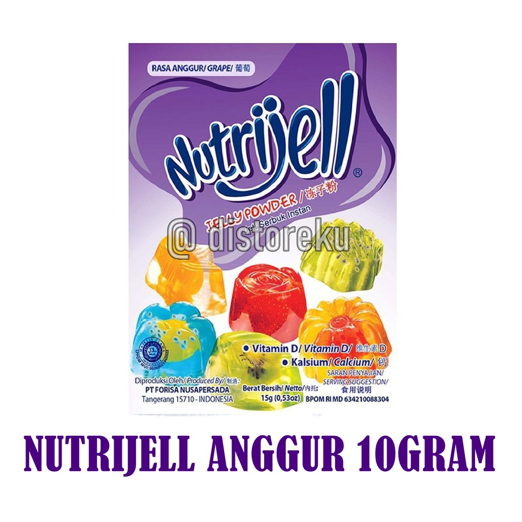 Nutrijel agar&quot; Jelly Powder Nutrijell ekonomis Rasa anggur grape 10 gr