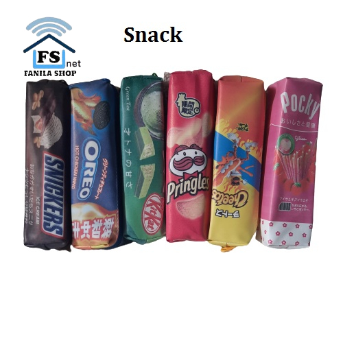 Kotak Pensil Tempat pensil Motif Snack Food and Fruit Tepak Pensil Lucu Unik