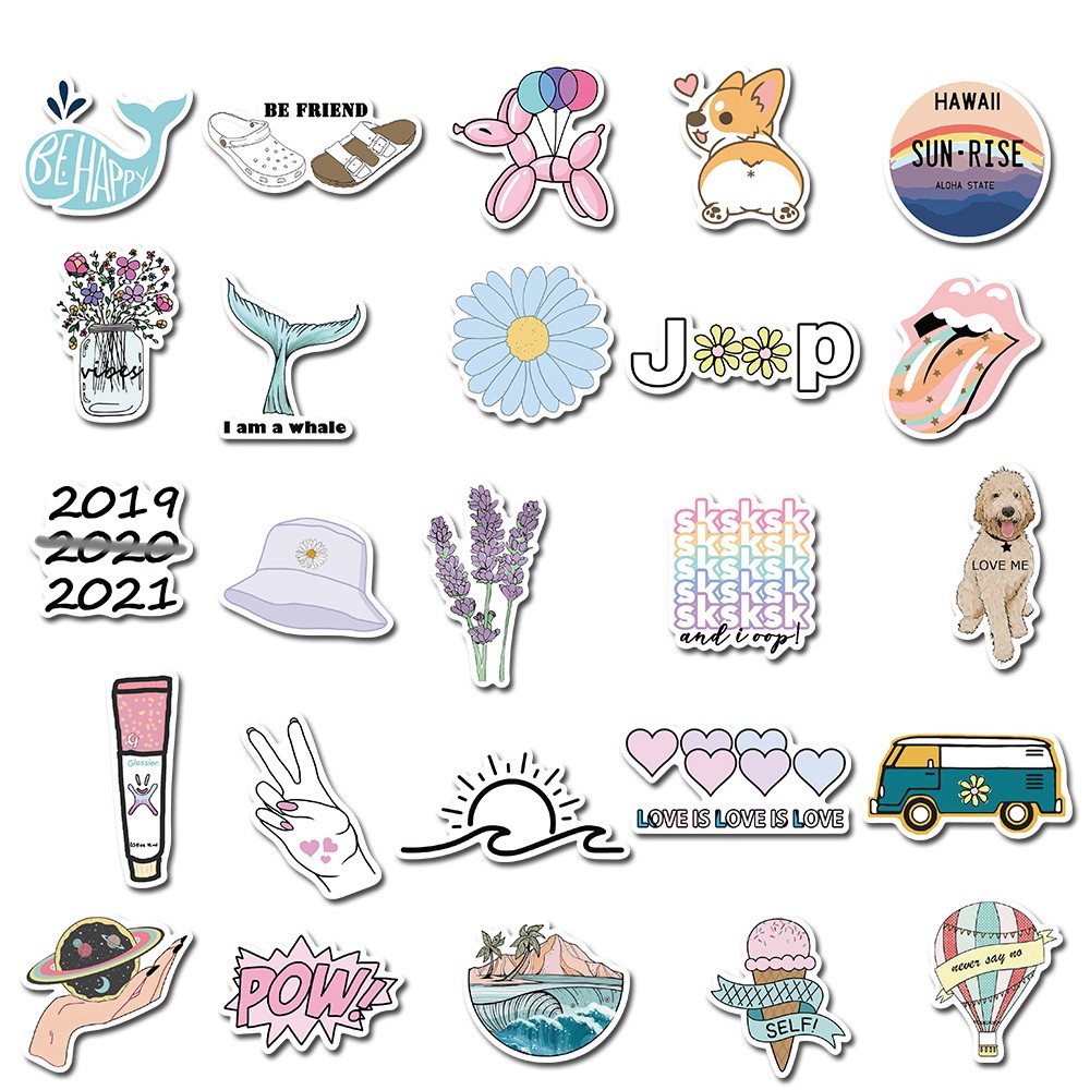 Set 50pcs Stiker Vsco Lucu Anti Air 2021 Untuk Dekorasi