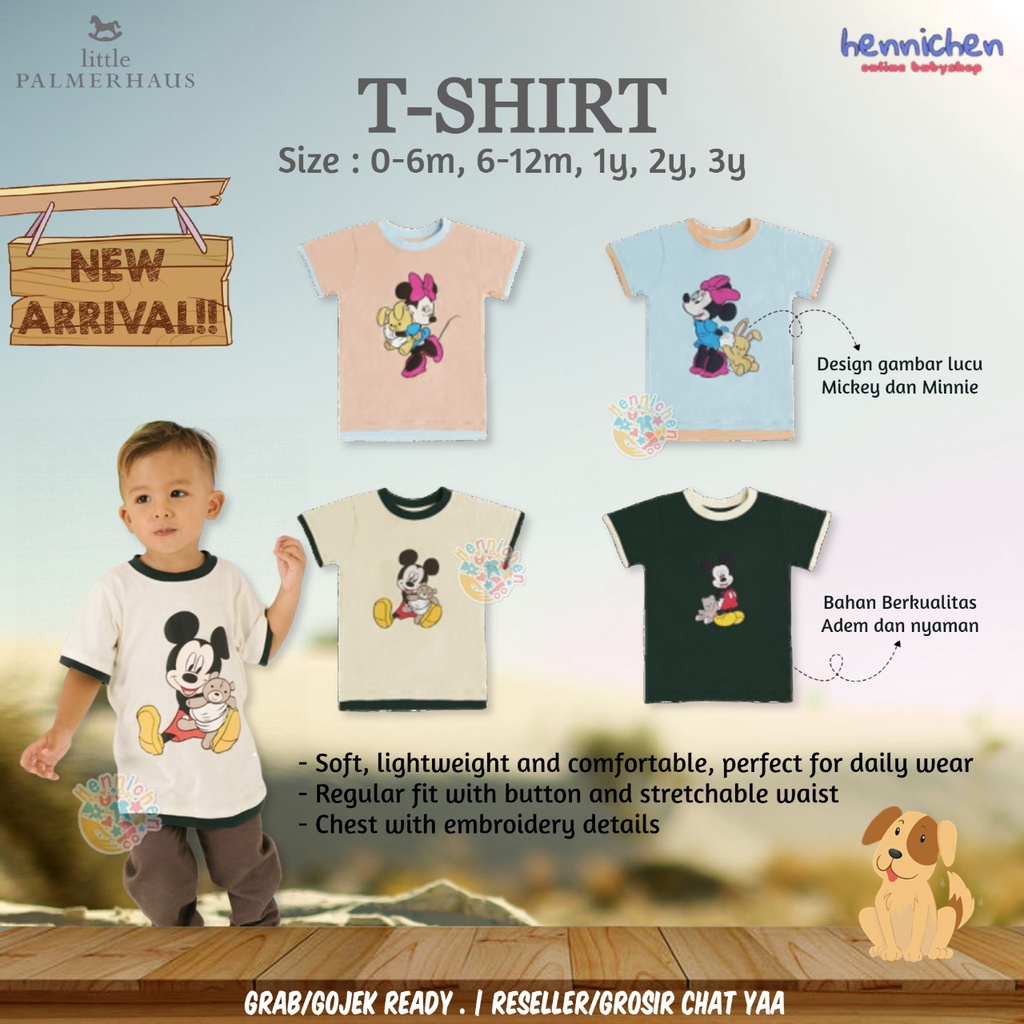 PROMO 7.7 PROMO BAJU LEBARAN LITTLE PALMERHAUS DISNEY JOLLY MICKEY T-SHIRT ATASAN ANAK BAJU ATASAN ANAK 0-3 TAHUN