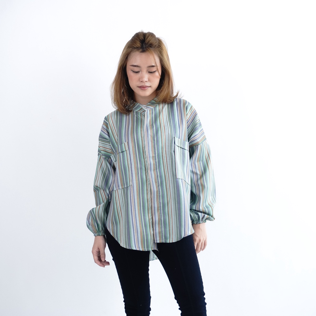 FC - Sierra Candy Stripe Tunik Wanita Muslim | Kemeja Sierra Pocket