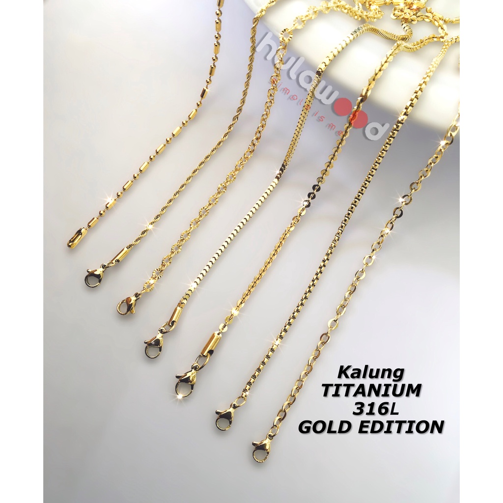 [Kalung GOLD] Kalung Rantai MCI Titanium 316L Stainless Anti Karat / Kalung Rantai Pendant