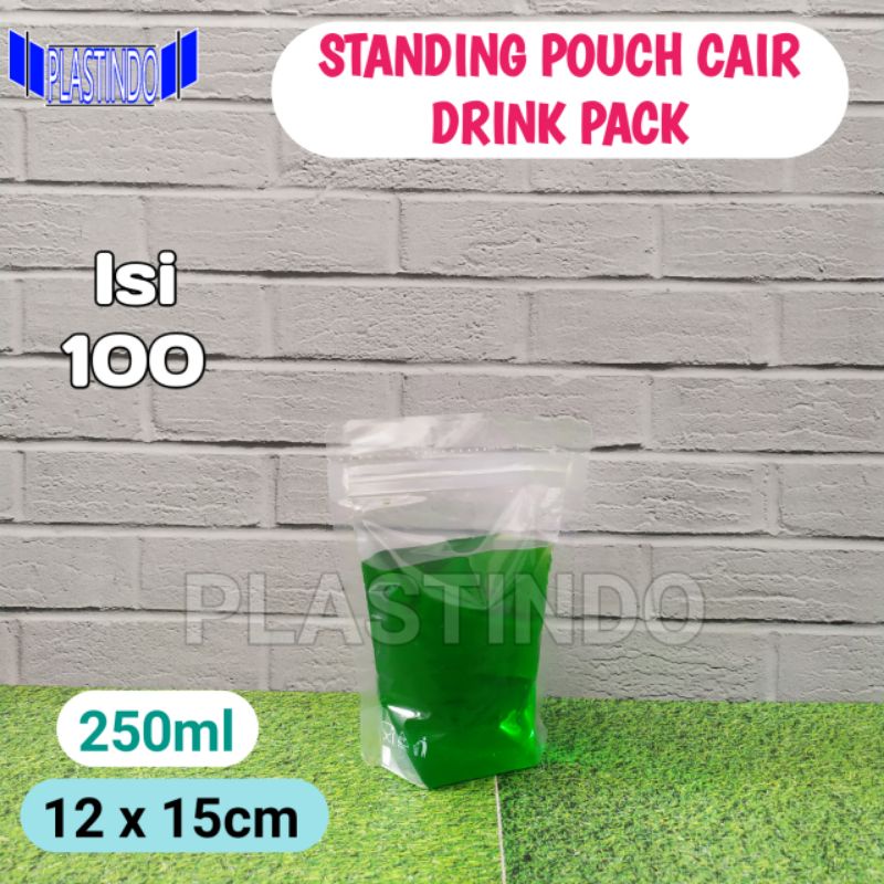 ISI 100 PCS DRINKPACK 250ML STANDING POUCH PLASTIK KLIP MINUMAN CAIRAN KPACK