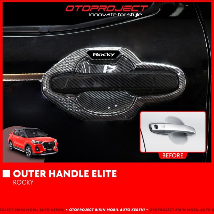 Outer Handle Mobil Rocky Model Elite Carbon Matte Black Chrome