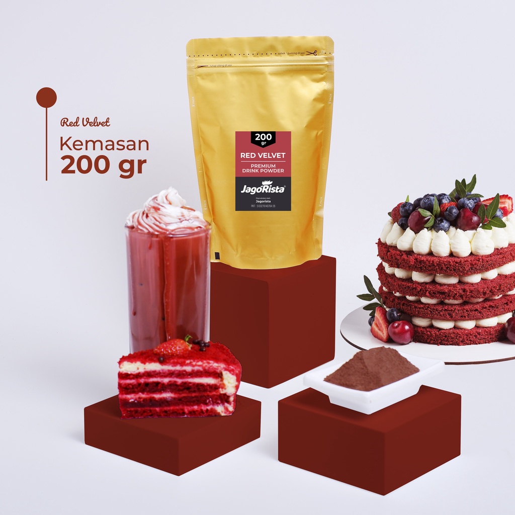 

200gr Jagorista Redvelvet / Red Velvet Premium Bubble Drink Powder jr