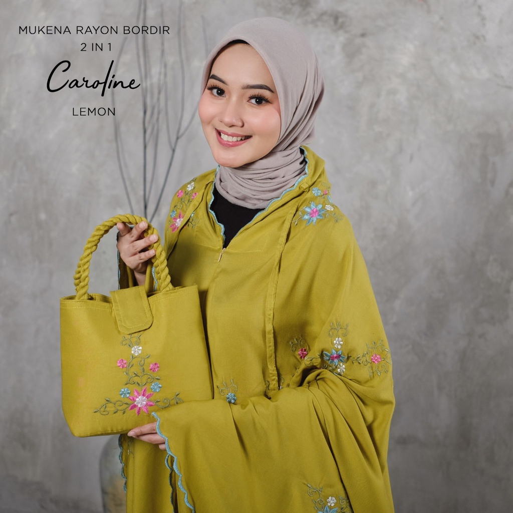 MUKENA BALI TASIK - MUKENA DEWASA RAYON BORDIR 2 IN 1 CAROLINE