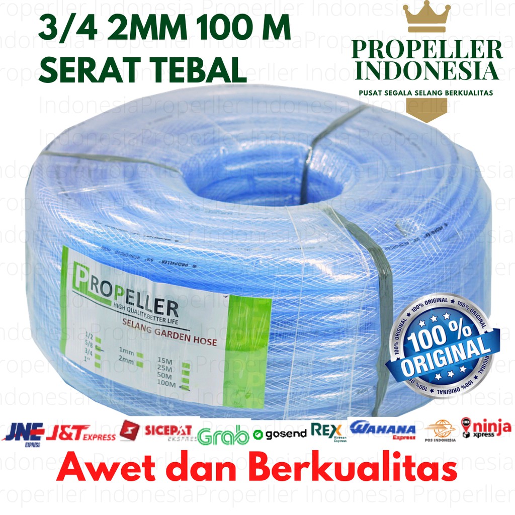 Selang Air Benang Bening 3/4 2MM 100Meter Selang Air Taman Selang Siram Tanaman Selang Air Elastis