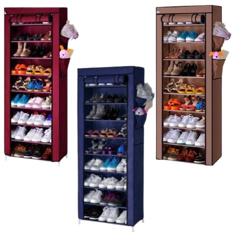 RAK Sepatu 10th 9 Susun Rakitan rak baju rak tas Shoes Rack with Dust Cover Rak 10 Layer murah