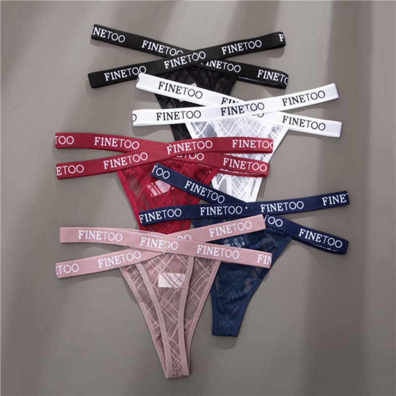 FINETOO FT32 Sexy Celana Dalam Wanita Tali Silang Renda High Waist Thong Woman Lace Underwear