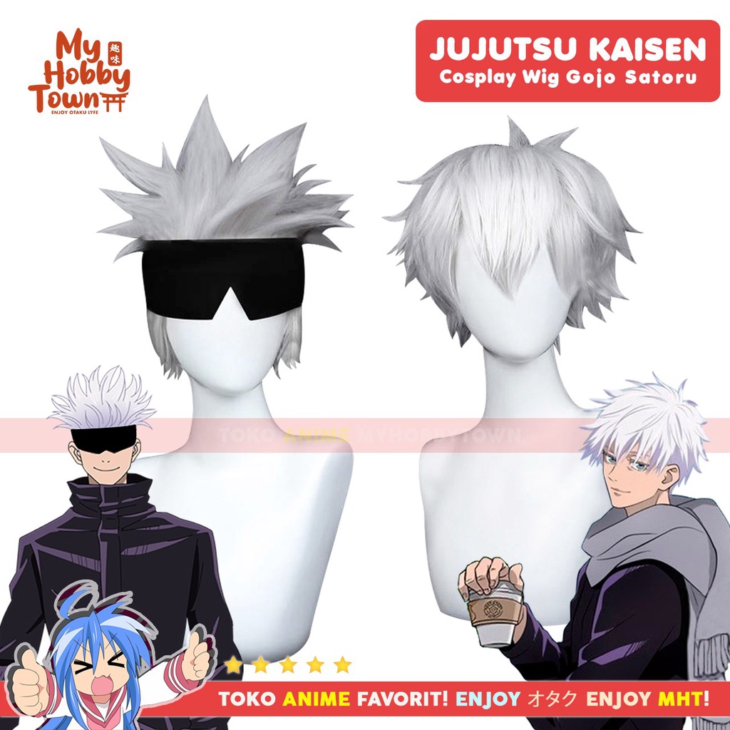 Wig Cosplay Anime Jujutsu Kaisen : Gojo Satoru Silver Gray