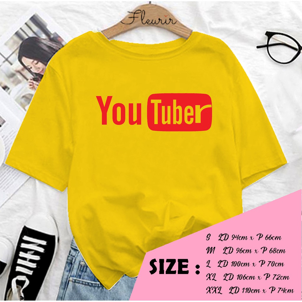 FLEURIR - KAOS YOUTUBERR OVERSIZE KATUN KAOS WANITA DEWASA TUMBLR TEE UNISEX JUMBO