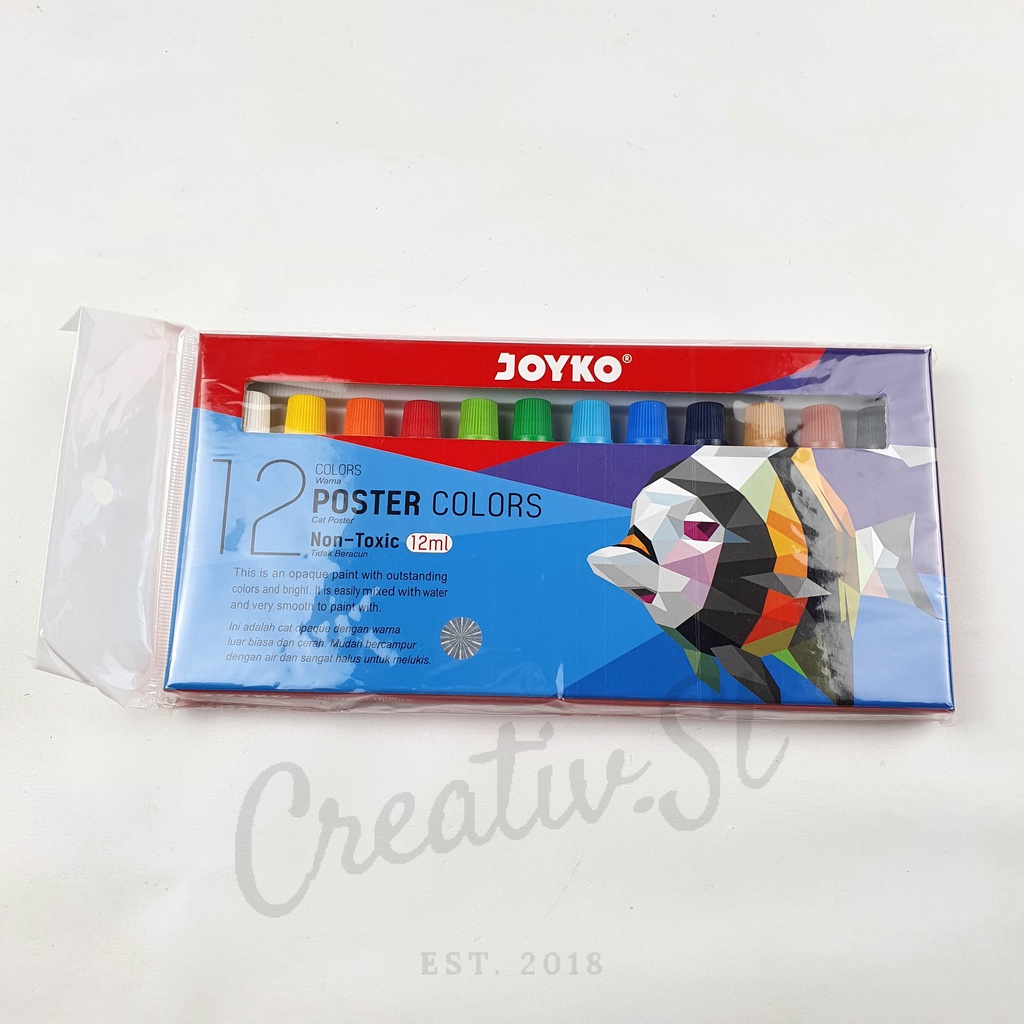 

H7Y JOYKO Cat Poster Color Paint 12Ml 12 Warna Colors Poc-12Ml-12C Tube