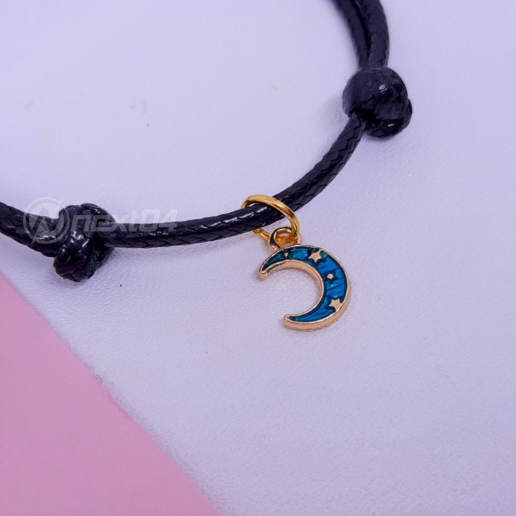 Gelang Couple Magnet Pasangan Bestie Sahabat Pacar Korea Bulan Bintang Hitam Murah-2