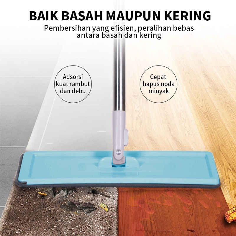 Alat Pel Lantai Ultra Mop Acline - Pel Lantai Tarik Biru Handsfree Flexible