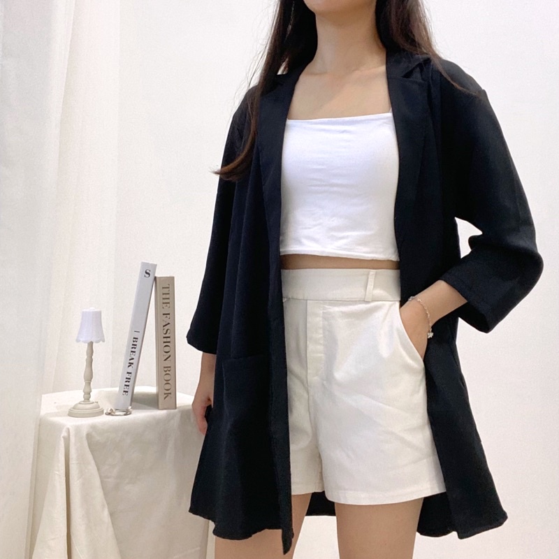 LISA Long Outer / Office Blazer Casual Blazer Dress / Hijab Outer Long Sleeve with Pocket 0344-309