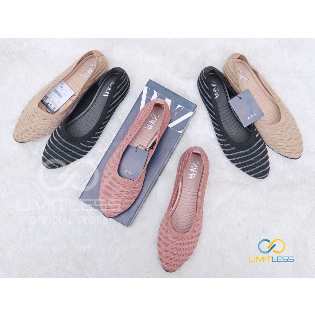 Flatshoes Wanita Zara Laily Flat Shoes Wanita Slip On Fashionable Sepatu Flatshoes Rajut Cewek Hitam Style Korea