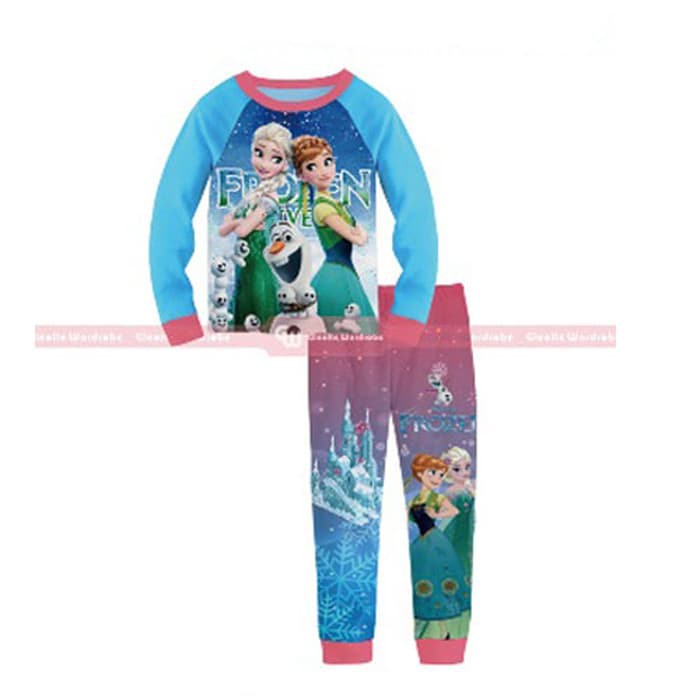Baju Setelan Piyama Tidur Anak Cewek Frozen Fever Elsa - SNOW (SL1639)