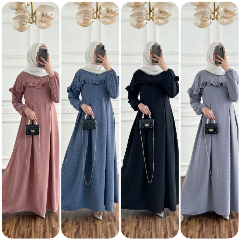 FREYA DRESS|GAMIS LEBARAN CRINKLE URAGIRI PREMIUM TERLARIS|GAMIS SYAR'I JUMBO BUSUI BUMIL CRINKLE|DR