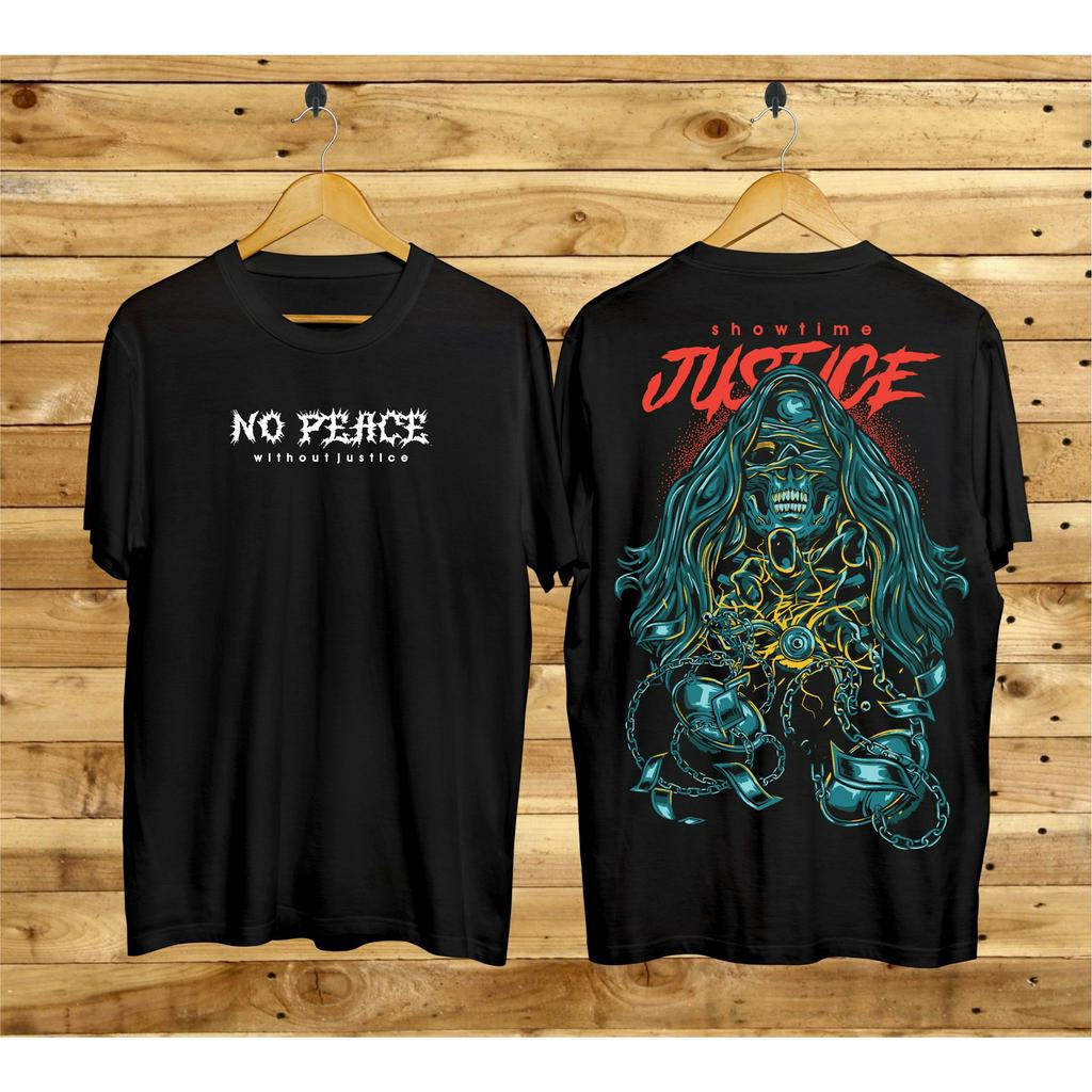 Kaos Tshirt Pria Terbaru Samurai Jepang Justice Hitam Distro Lengan Pendek Motif Sablon Bergambar Keren