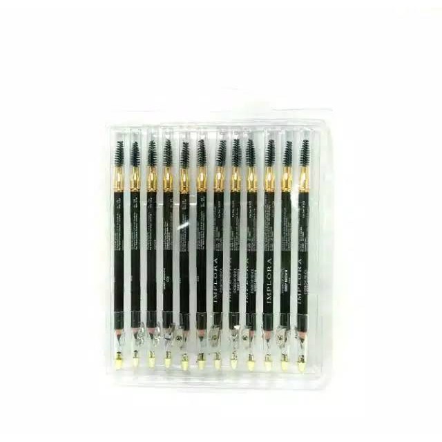 PENSIL ALIS LUSINAN 12PCS IMPLORA COKLAT/HITAM /EYEBROW IMPLORA//IMPLORA