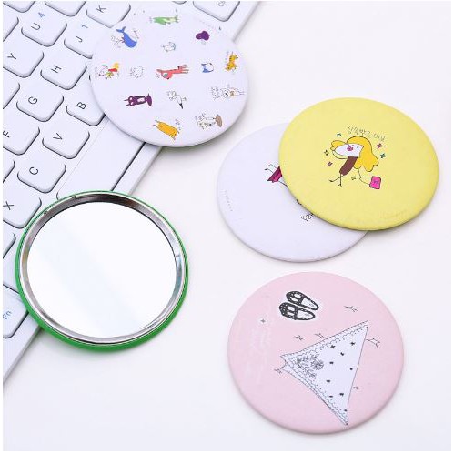 ⭐Gogoland⭐ R029 Korea Cermin Saku Portable Mini Bentuk Bulat Motif Bulat Import Murah-8
