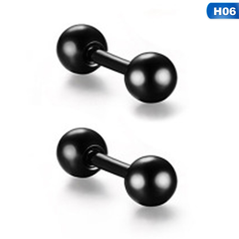 Anting Tindik Bahan Stainless Steel Warna Hitam Gaya Punk Gothic Untuk Unisex