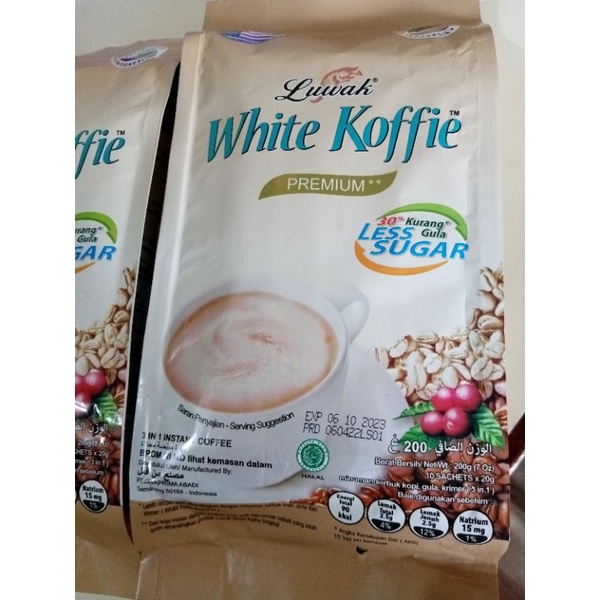 

KOPI LUWAK WHITE KOFFIE LESS SUGAR 10x20 GRAM/MAKANAN RINGAN/MINUMAN KOPI