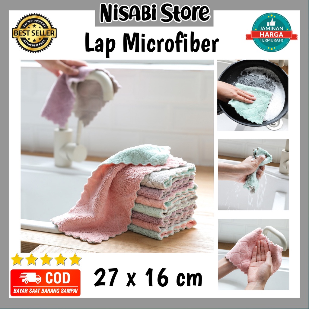 Kain Lap Dapur Microfiber Cleaning Cloth, Lap Microfiber Dapur Anti Minyak, Kain Lap Piring Anti Min