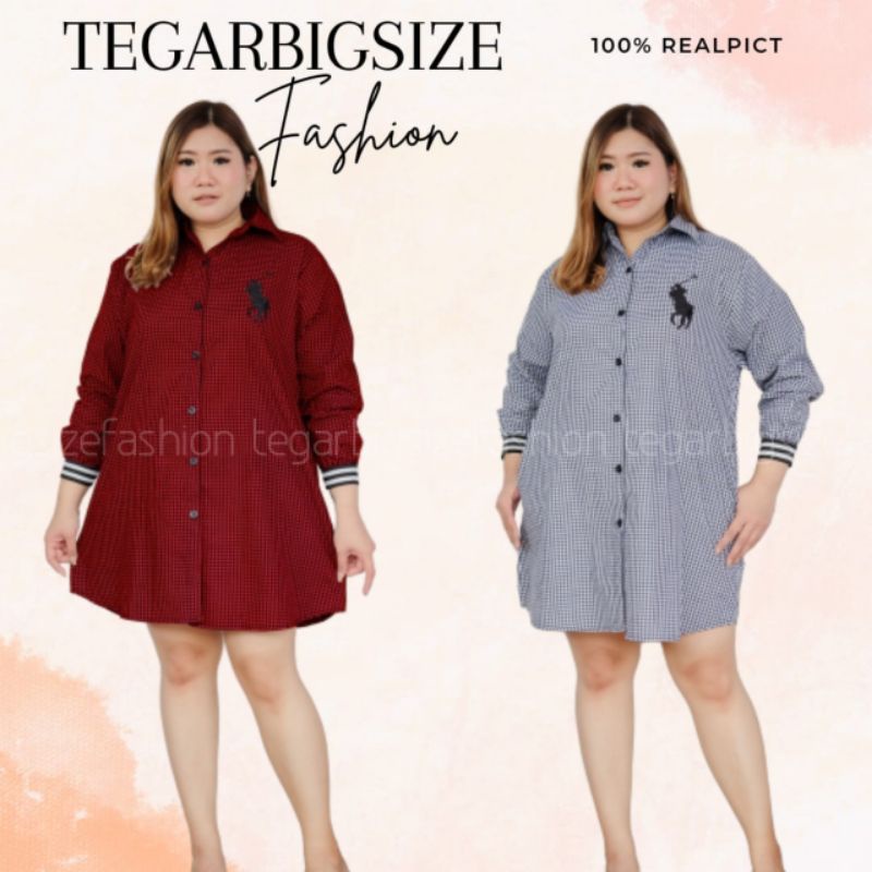 TINKA Tunik Jumbo Wanita LD120 Bahan Katun Motif Kotak Kotak