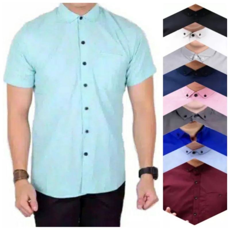 KEMEJA PRIA BOYI TOP MAN LENGAN PANJANG PENDEK KASUAL FORMAL KERJA KANTOR POLOS PUTIH HITAM WHITE