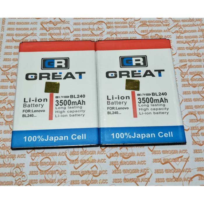 Baterai Battery GREAT Double Power LENOVO BL240 A936 A962 NOTE 8