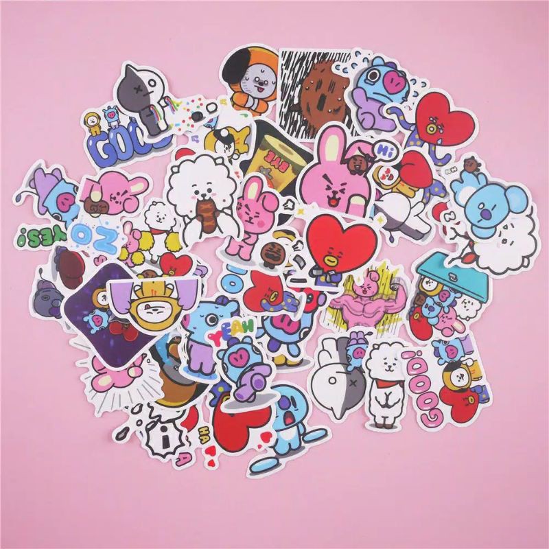 Ready sticker tumblr BTS BT21 termurah waterproof (isi 40 pcs)