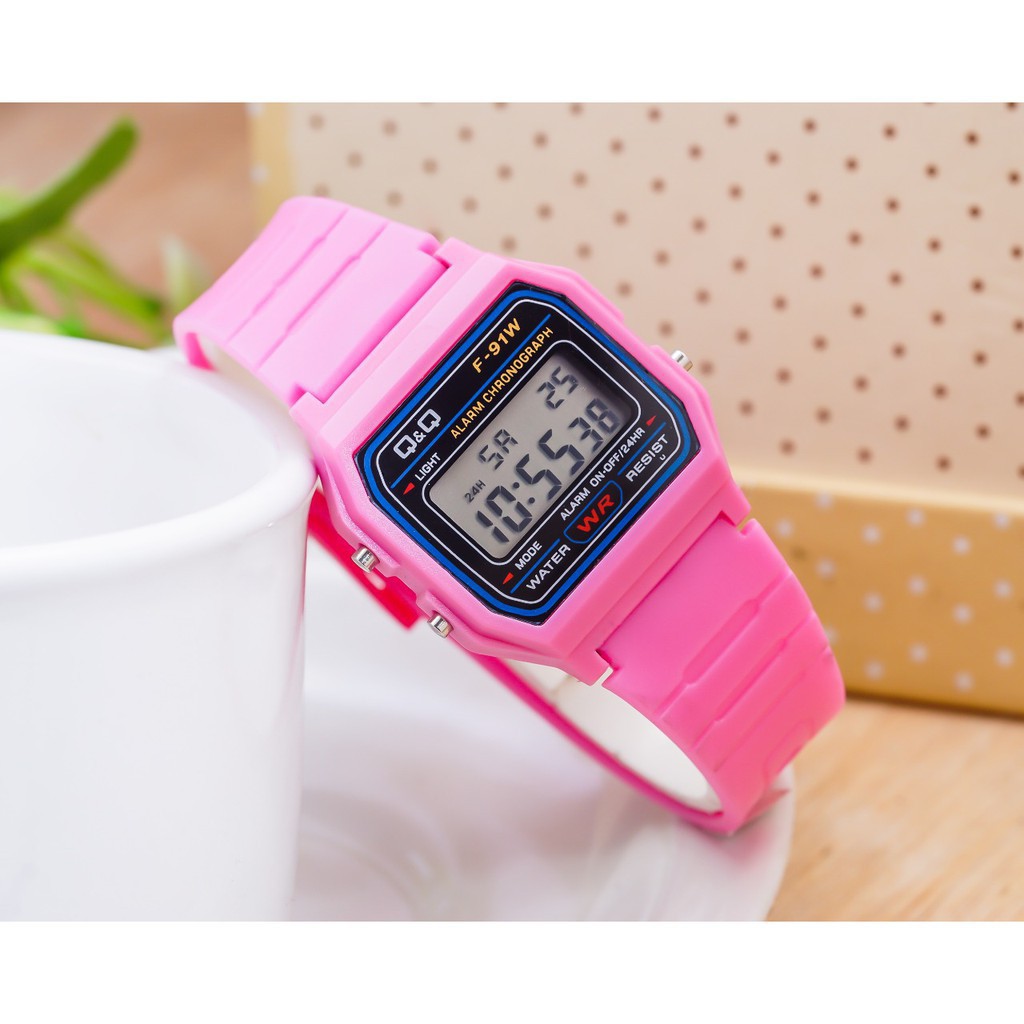 JAM TANGAN ANAK TERMURAH DAN LARIS QQ QNQ Q Q F91W PINK