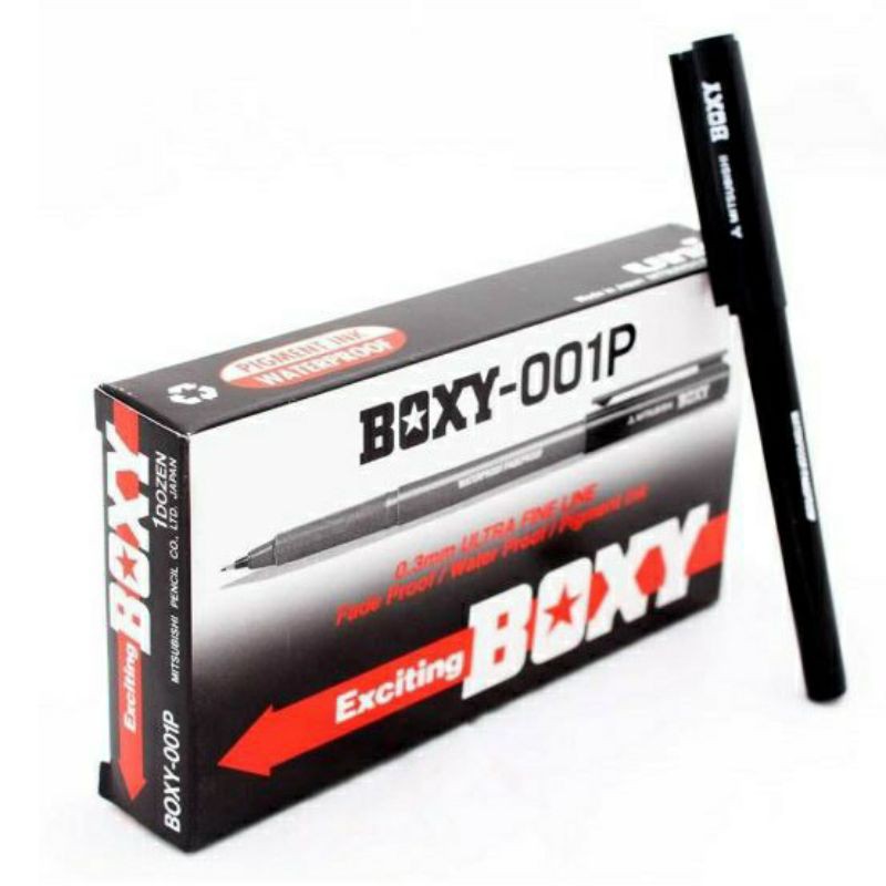 

Pulpen Boxy Uni-ball Waterproof O.5 Hitam