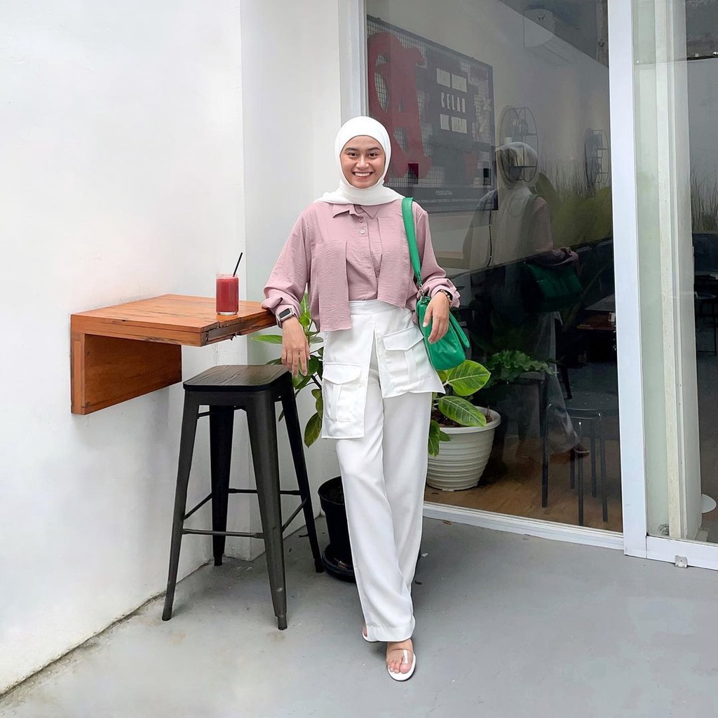 BEFAST - ZRX OOTD Wanita Celana Pocket HANSA / Bess Palazo Pocket Pants / Celana Panjang Fancy Fashion Korea / Celana Kulot Kekinian Remaja Trendy / Celana Unik / Kulot Panjang Casual / Outfit Remaja Hangout / Terbaru 2022 / Celana Panjang Kulot Kantong