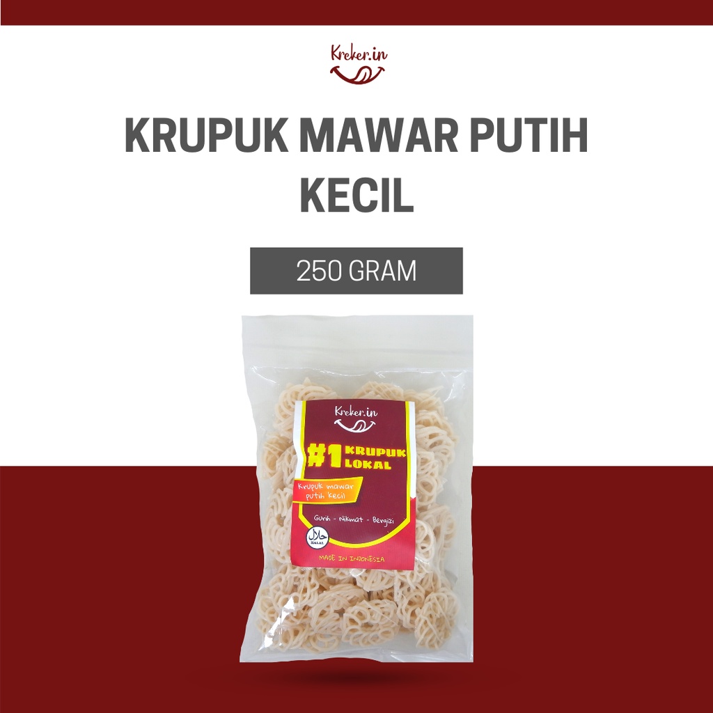 

KRUPUK MAWAR PUTIH KECIL KREKER IN 250 GRAM