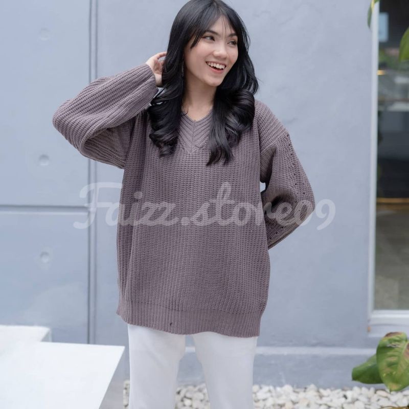 SWEATER Rajut HANNA OVERSIZED KNIT PREMIUM/Sweater Rajut Premium Wanita Store09 Murah