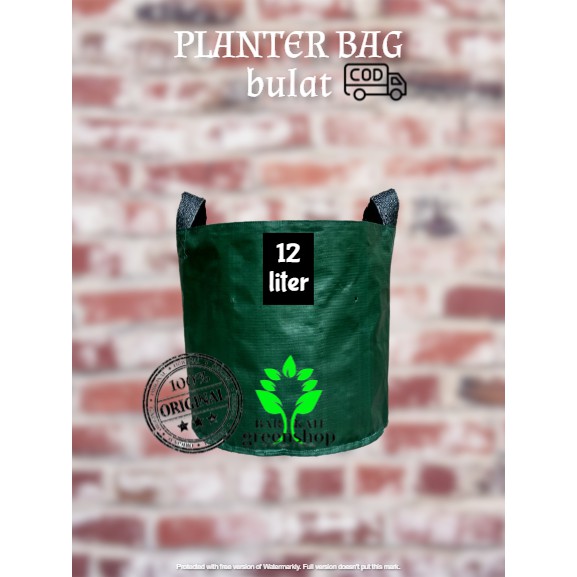 Planter bag 12 liter hijau bulat - pot - media tanam