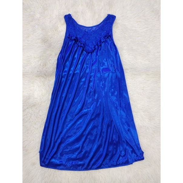 Baju Tidur Satin Silk Biru