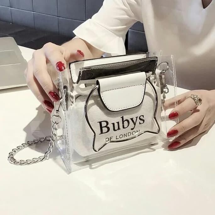 Tas Wanita Ransel Miniso Purple Slempang Import Murah Kerja Korea - Putih